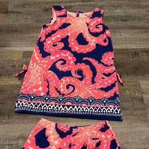 Girls Size Medium (6-7) Lilly Pulitzer Donna Tentacle Shift Dress and shorts set